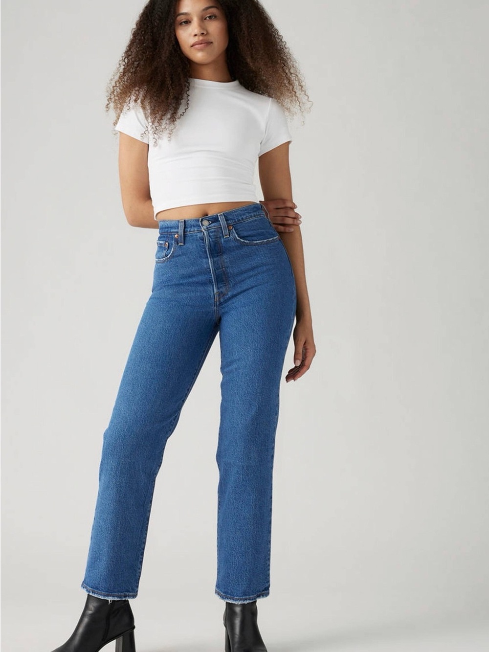 Levi's Ribcage Straight Ankle High-Rise Jeans in Dark Blue Wash 32 - Picture 13 of 13
